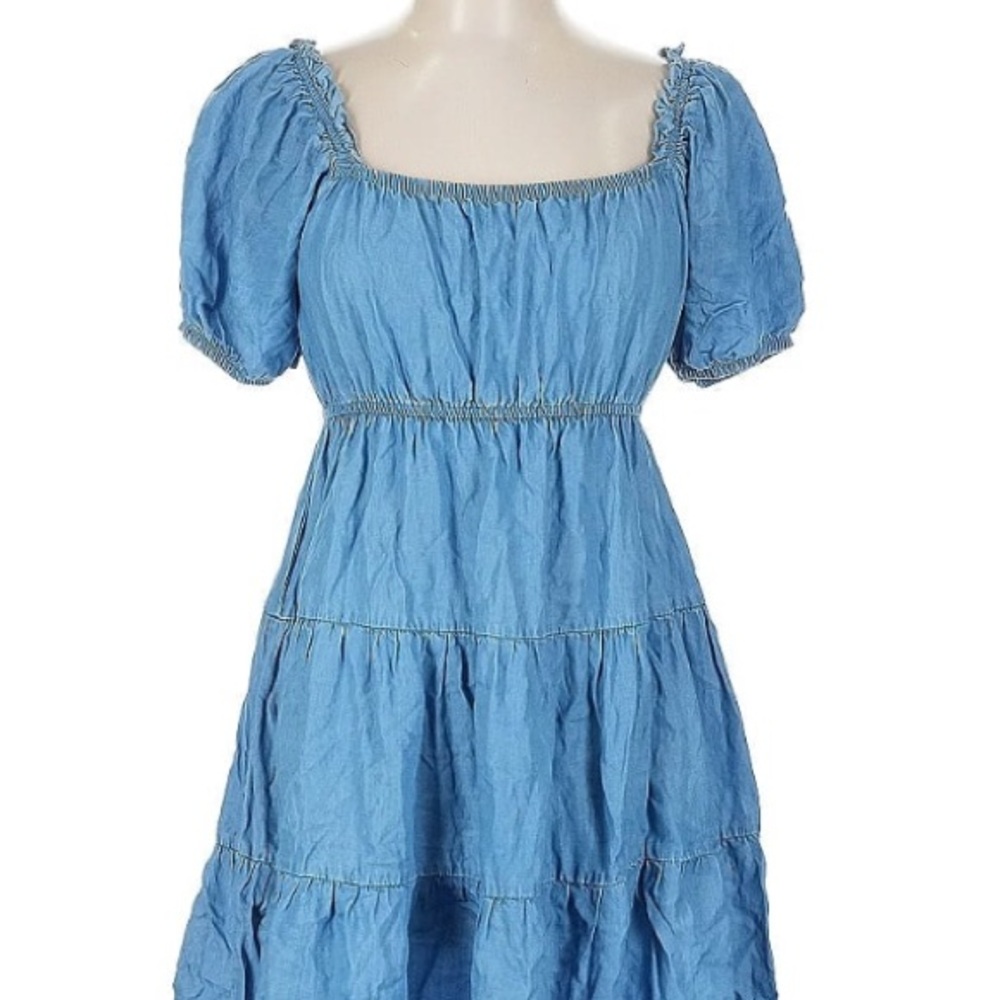 Blu Pepper Blue Smocked Midi Dress